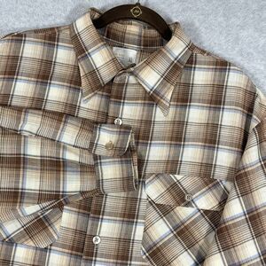 Vintage Big Mac Shirt Mens XL Plaid Stripe 70s JCPenney‎ Button Point 17 17.5